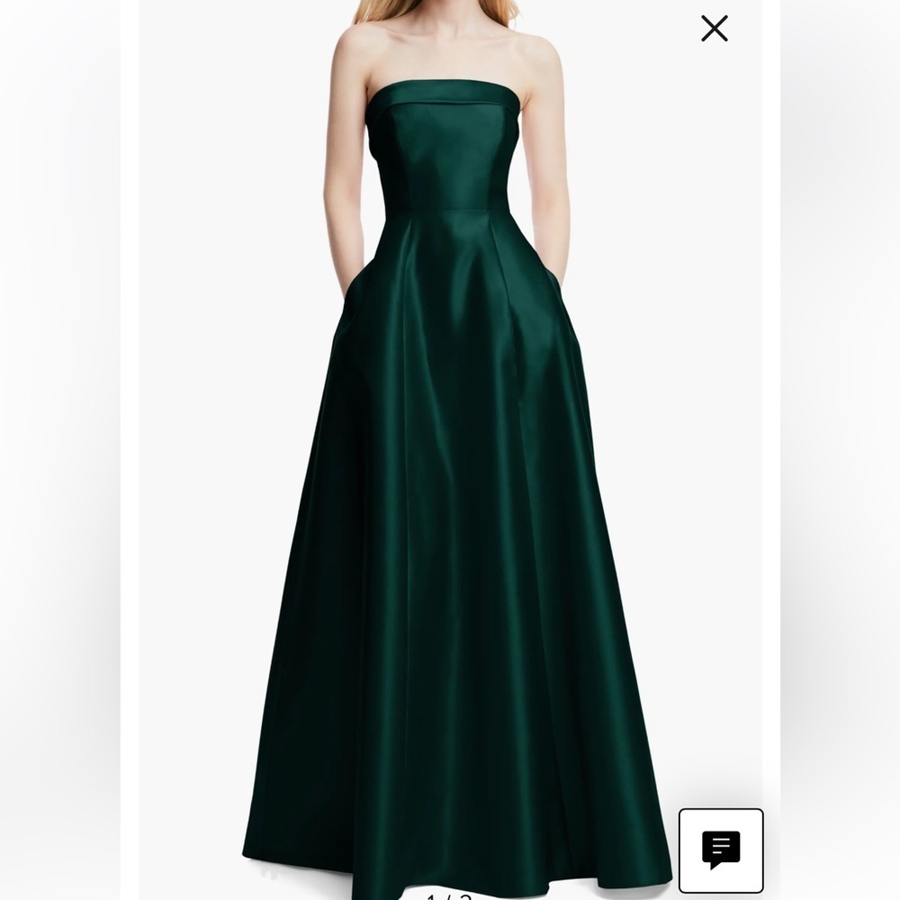 ALFRED SUNG Evergreen Strapless Maxi Dress Size 0